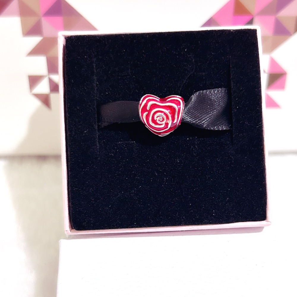 Pandora Red Rose Heart Charm w/box - Picture 11 of 11